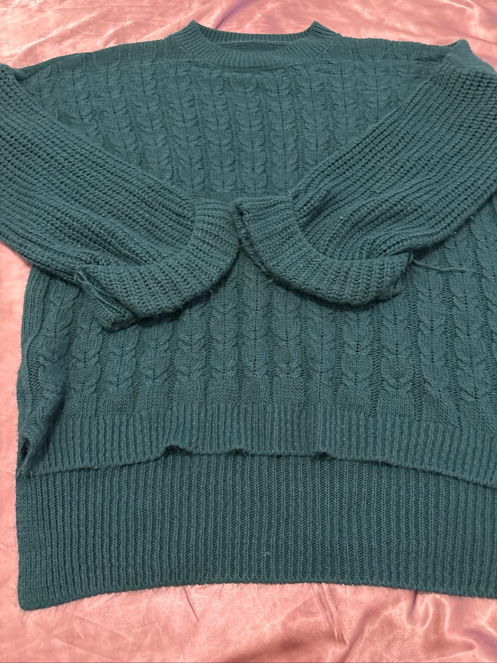 Túnica de punto para mujer verde oscuro de gran tamaño | Estilo suéter alargado con punto trenzado – photo 2
